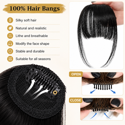 GlamWave™ Clip-In Air Bangs | Natural Look Instant Fringe Extensions
